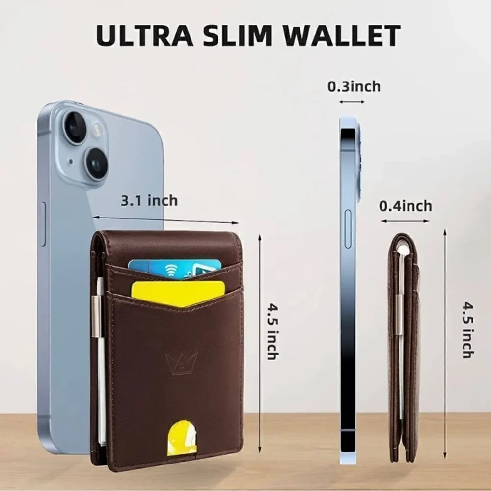 Men’s Slim Wallet With Money Clip RFID Protection 11 Card Slots Vegan